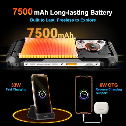 Blackview BL7000 24Go+256Go Telephone Portable Incassable, Double Écran 6.78" FDH+, Téléphone Débloqué 5G, 7500mAh Smartphone Incassable Etanche IP68, 50MP+32MP/Dual 5G/OTG/GPS/NFC (Noir) – Bild 6