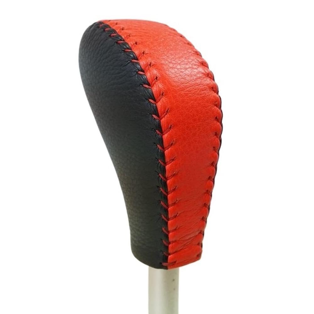 HYASDBWE Auto Shift Handle Protective Cover for Porsche Cayenne 2003-2009 Leather Gear Shift Cover Gear Position Cover Gear Shifter Parts(Red and Black)