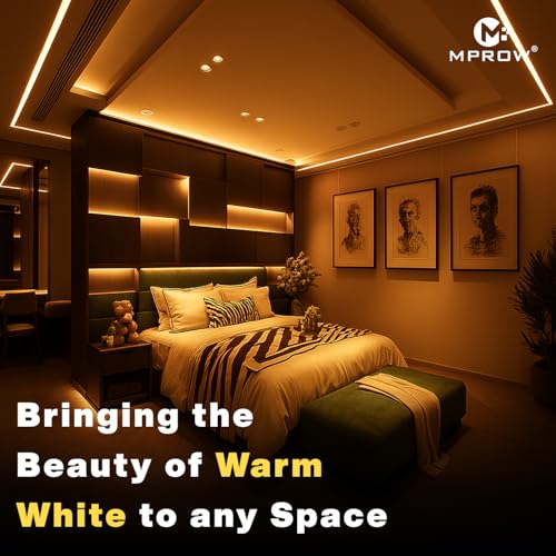 Image of MPROW 10 Meter LED Rope Light | 120 LEDs /Meter Waterproof Strip Light | Cove Light for False Ceiling, Diwali, Balcony & Indoor Decoration (Warm White)