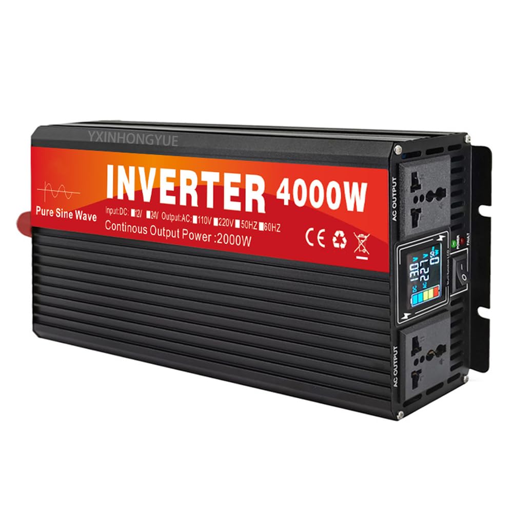 Falownik sinusoidalny o mocy 4000 W, 12 V, 24 V, 48 V, 60 V, 72 V DC do 110 V, 120 V AC do pojazdów kempingowych, ciężarówek, systemów solarnych i domów