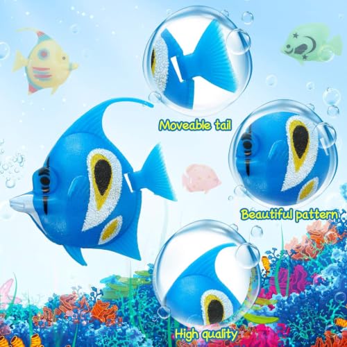 Image of Weewooday 80 Pcs Artificial Moving Fishes Plastic, Random Fish | Floating Lifelike Fishes Tank Ornament Aquarium Decorations