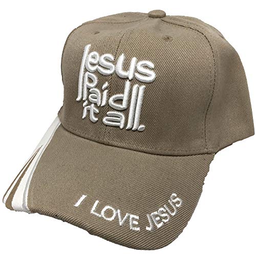 Black Duck Brand Jesus Paid It All I Love Jesus Adjustable Baseball Cap (Multiple Colors Available) (Khaki)