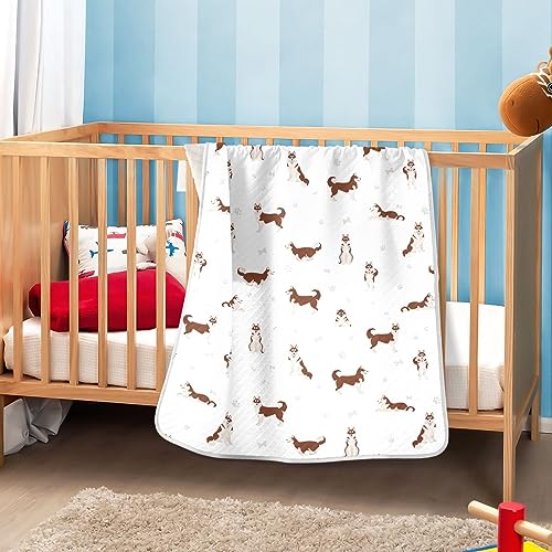 Image of Swaddle Blanket for Siberian Husky Dogs Baby Receiving Blanket Muslin Baby Swaddles Soft Cotton Breathable Nursery Blankets for Unisex Boys and Girls 30x40 Inch