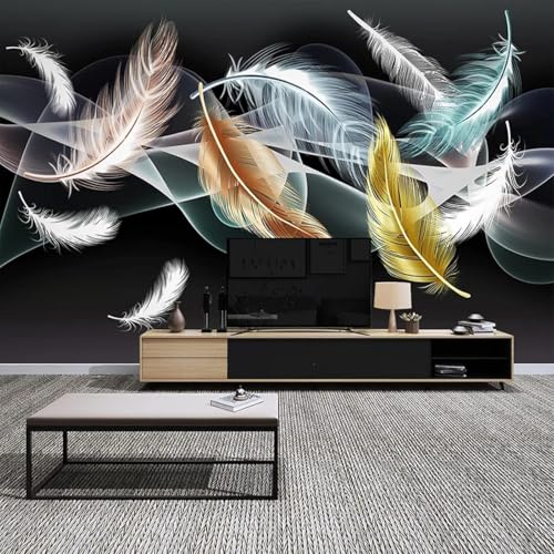 Tzxztt Abstracto Tridimensional Multicolor Plumas Arte Moderno Papel Pintado 3D Seda Texturizada Primera Calidad Neutros Material Ideal Para SalóN Dormitorio-200cm×140cm