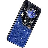 Herbests Kompatibel mit Samsung Galaxy A5 2017 Hülle TPU Schutzhülle Glitzer Sterne Universum Planet Muster Ultra Dünn Handyhülle TPU Bumper Weiche Silikon Rückseite Stoßfest Hülle,Blau
