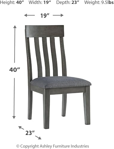 Miniatura 12 de Signature Design by Ashley Hallanden - Silla auxiliar tapizada contemporánea para comedor, juego de 2, sin brazos, diseño de respaldo de peine,