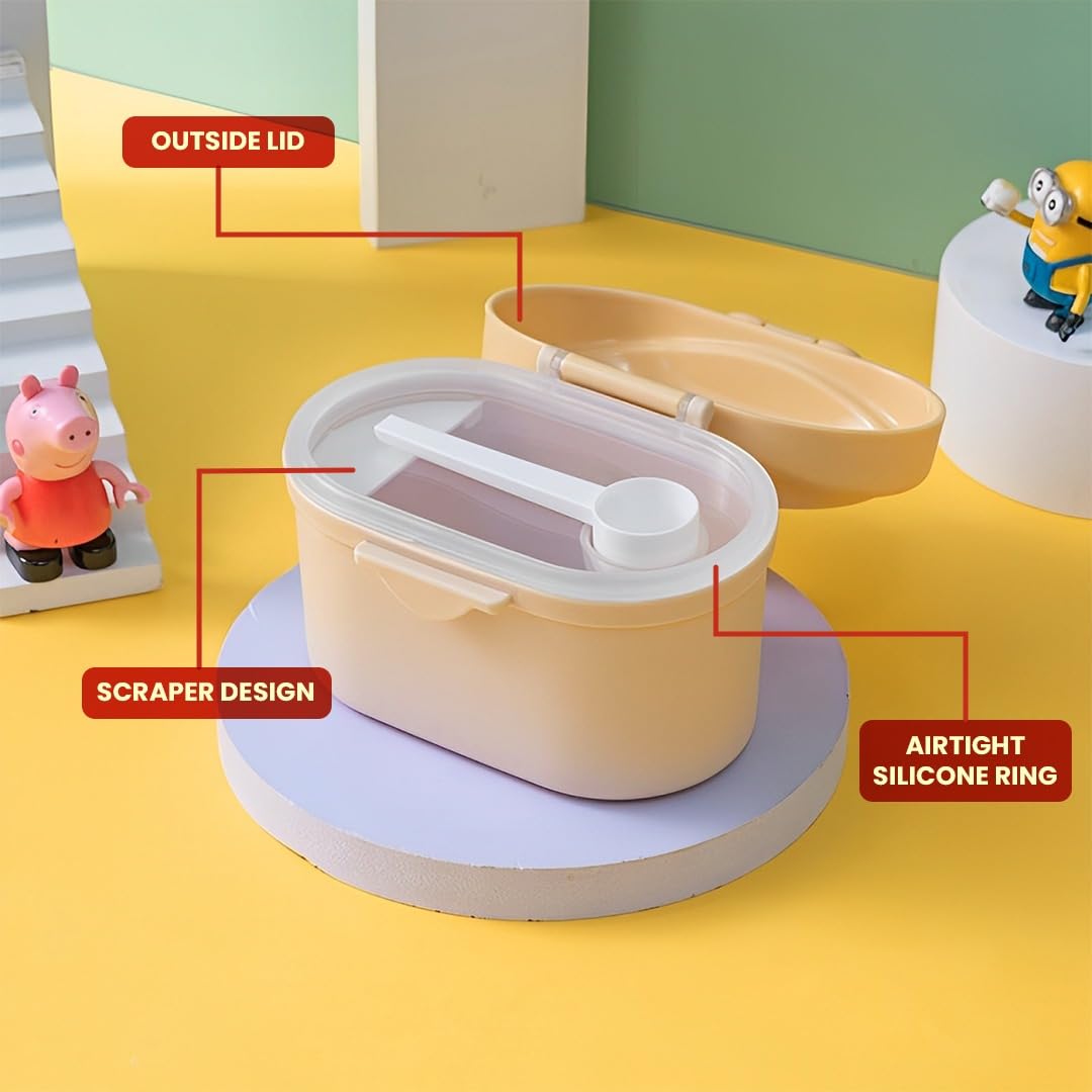 TONY STARK 400g Portable Milk Powder Container, Baby Food Container for Travelling, First Feed Baby Storage Box with Built-In Scoop Holder (Tiny King), Cream - Image 5 thumbnail