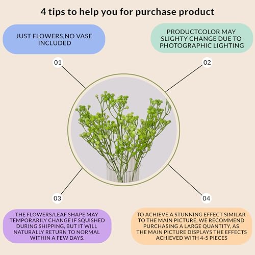 Image of Art Street Green Babys Breath Flowers Artificial Gypsophila Bouquets Flowers |Faux Flowers for Vases| Decoration Items for Living Room, (Set of 3)
