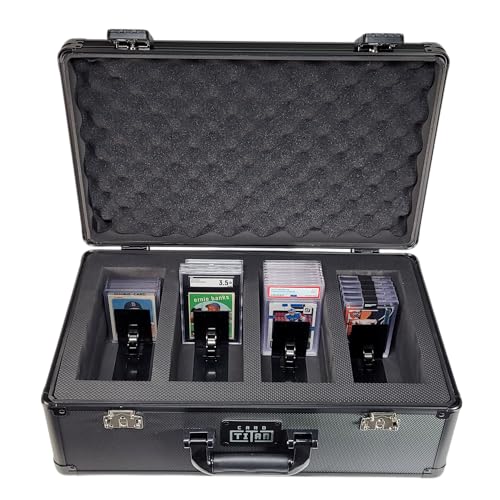 Card Titan Vault Trading Card Storage Box - Lockable Sports Cards Hard Case with Spring-Loaded Pushers for Top Loaders & Graded Cards - 4 Row
