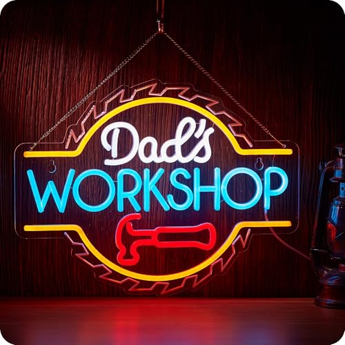 Dad's Workshop Neon Sign for Wall Decor Garage LED...