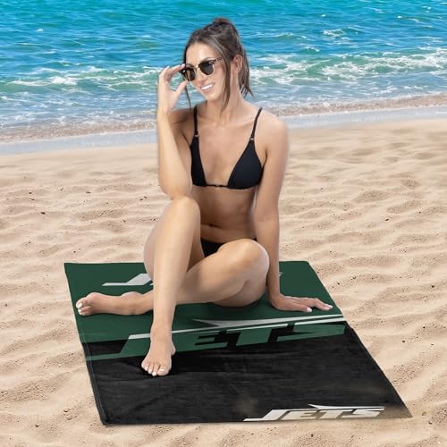 Image of Northwest NFL New York Jets Microfiber Beach Towel, 30 x 60 Inches - Quick Dry, Sand Resistant, Lightweight, Highly Absorbent, Incisor Design