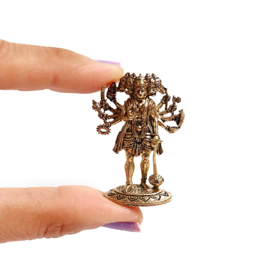 The Spiritual Living Brass Panchmukhi Hanuman Miniature | 1.5 Inch | Pocket God Idol | Murti | Mini Statue | Small | Hanuman Ji Pocket Idol | जय श्री राम | Pital | Protection Gifts |-image-16