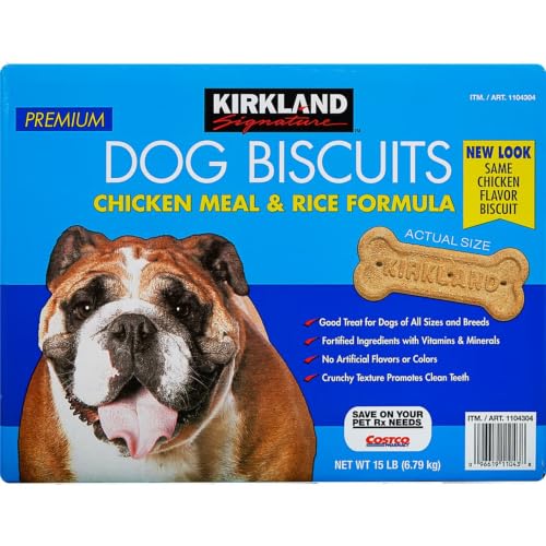 Kirkland Signature Premium Dog Biscuits 15 Lb | Chicken Meal & Rice Formula
