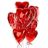 Heart Shaped Foil Balloons for Valentines Day Party Decorations - Pack of 15 -Foil Valentines Day Ba