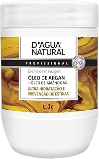 Creme de Massagem Óleo de Argan e Amêndoas, D'agua Natural, 650g