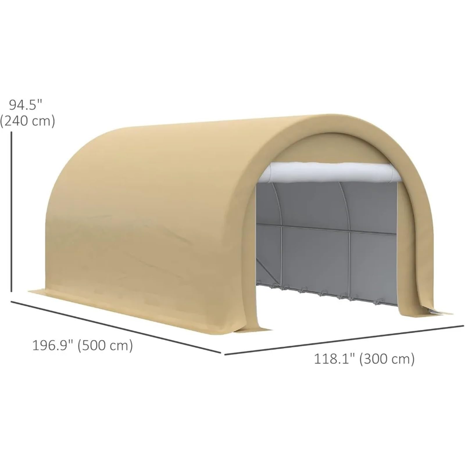 Garaje Portátil Exterior Carpa de Garaje portátil Resistente de 10' x 16' con Puerta Grande con Cierre de Cremallera y Cubierta de Polietileno Anti-UV for Coche