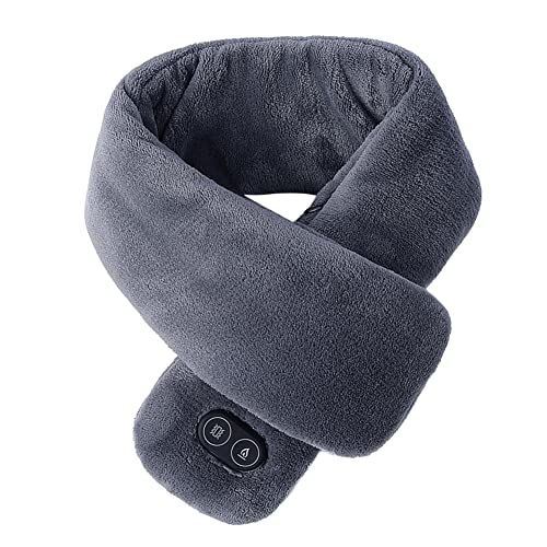 Winter Heating Scarf, USB Heated Neck Warmer, Massager Warm Scarf Heated Neck Wrap Scarf, 3-level Temperature Control 4-level Massage Control Soft Scarves Gift for Men Women Running Skiing Cycling