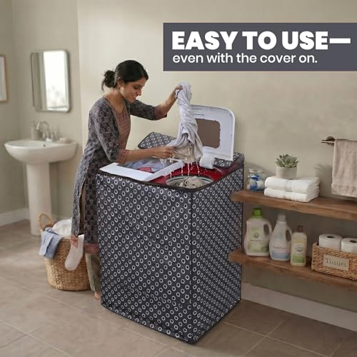 Image of DREAM CARE Waterproof & Dustproof Washing Machine Cover Top Load & Semi Automatic Suitable for 8 kg, 8.2 kg, 8.5 kg (89 x 99 x 55 cms)