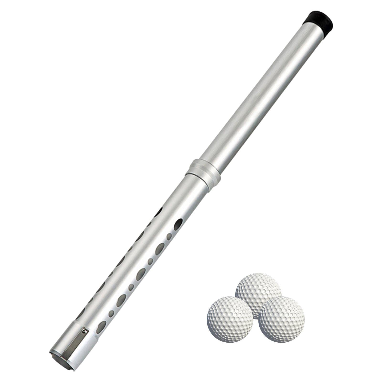 Keloc Silver Golf Ball Picker Upper - Aluminum Picker Upper Tube Golf Balls Shagger Grabber,Aluminum Shags Tube Practice Golf Ball Shagger Picker Dispenser