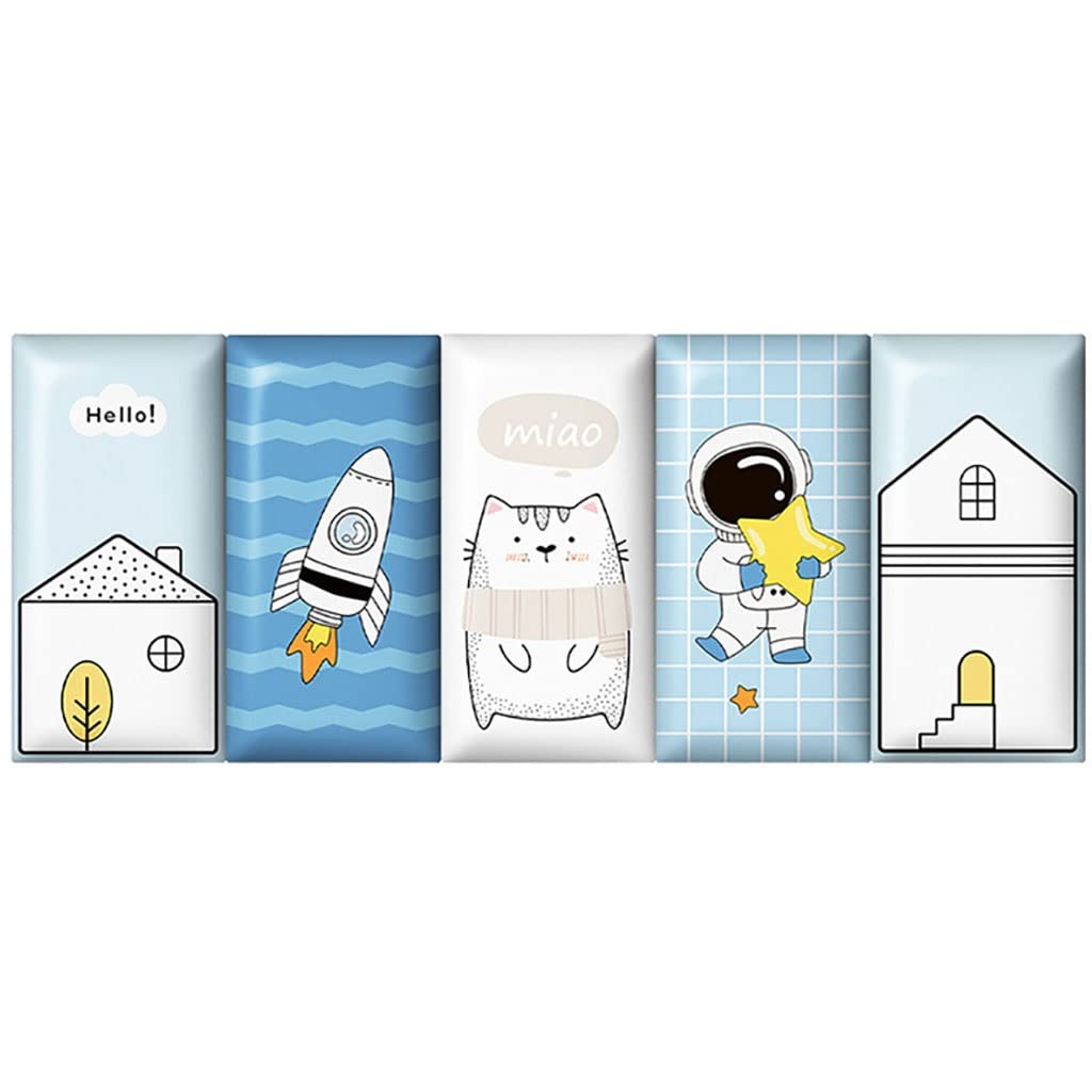 Tapis mural anti-collision Stickers Muraux Anti-collision 3D De Bande Dessinée 5 Pcs, Coussin Mural Auto-adhésif For Enfants, Autocollants Muraux Mous De La Sécurité For Bébé(A10)