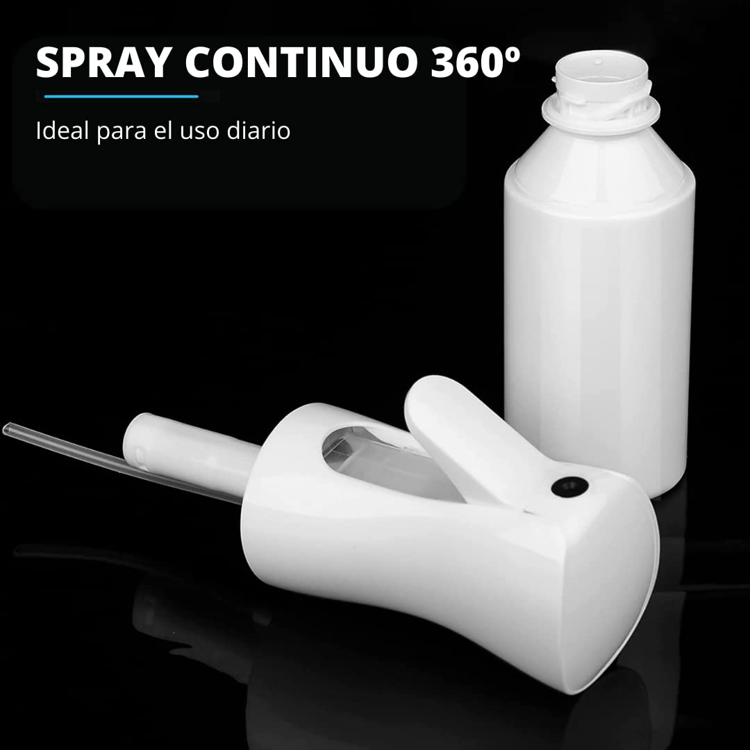 Pulverizador agua 200ml Niebla fina [2 unidades] Spray peluquería, hogar, limpieza, plantas y mascotas. Alta duración y difusión.… (Blanco y negro)