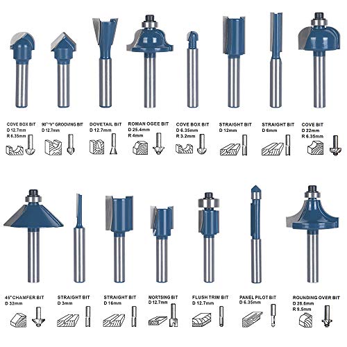 MAYLINEE 41-teiliger Fräser-Bit Satz, 1/4 Zoll Schaft, YG6 Hartmetall, Gehärtet – Für Holz, MDF & Spanplatten