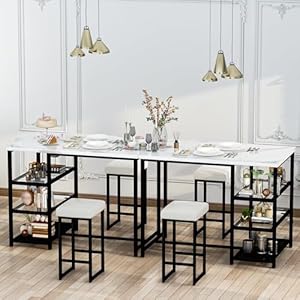 Awqmdiningtablesetfor2kitchenislandwithseatingbartablesetwithstoragefauxmarblekitchentableandchairssetwith2stoolsforsmallspacediningroomkitchenblackwhite Urban Country Home Decor Awqm dining table set for 2 kitchen island with seating bar table set with storage faux marble kitchen table and chairs set with 2 stools for small space dining room kitchen blackwhite urban country home decor