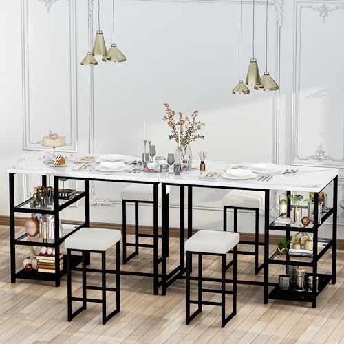 Awqmdiningtablesetfor2kitchenislandwithseatingbartablesetwithstoragefauxmarblekitchentableandchairssetwith2stoolsforsmallspacediningroomkitchenblackwhite Urban Country Home Decor Awqm dining table set for 2 kitchen island with seating bar table set with storage faux marble kitchen table and chairs set with 2 stools for small space dining room kitchen blackwhite urban country home decor