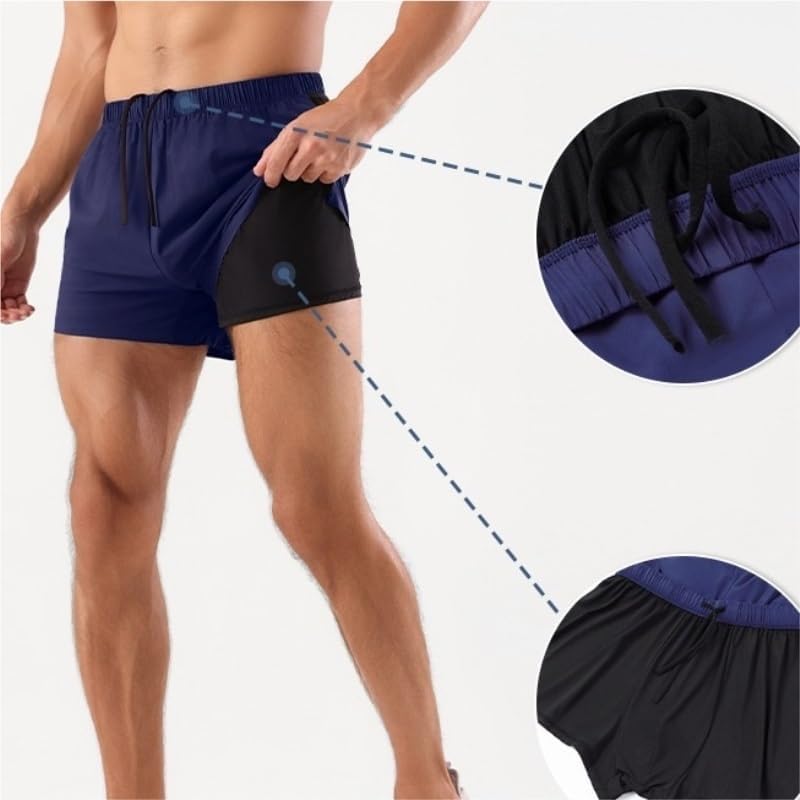 Men's 3" Athletic Shorts Quick Dry Wicking Layer Running for Marathon Fitness