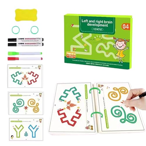 Image of Reusable Magic Tracing Workbook for Kids (Ages 3-8) |Practice Letters, Numbers, Shapes Lines with Disappearing Ink |Preschool Handwriting Pen Control Learning Book (32 Pages, 4 markers)