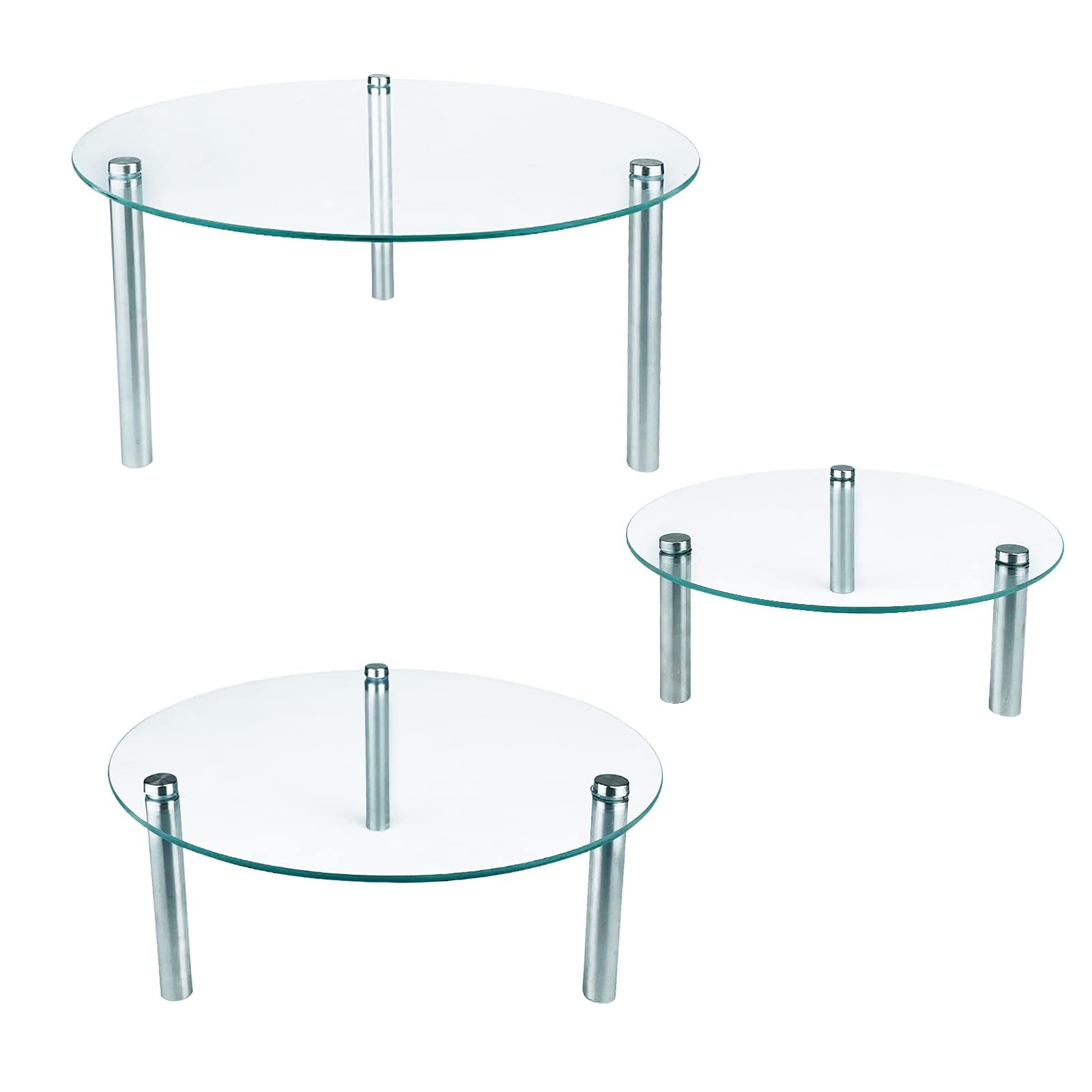 Tempered Glass Cake Stand Set, 3-Piece