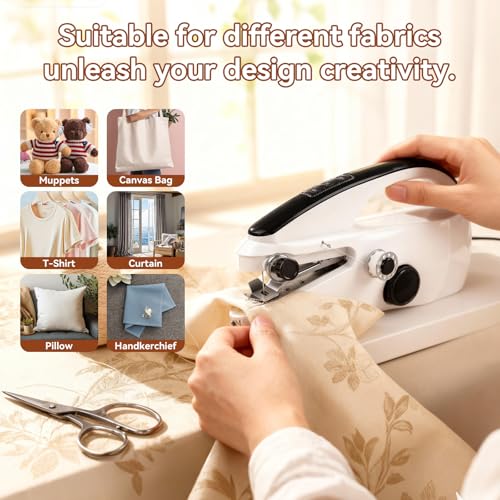 Image of Handheld Sewing Machine,Portable,Mini Sewing Machine,Easy to Use,Fast Sewing Speed,Suitable for Sewing Clothes,Fabric,DIY Home Machine for Beginners