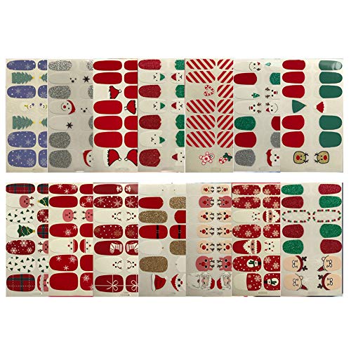 NAIL ANGEL 14pcs Nail Art Full-Cover Sticker Nail Art Wrap Christmas Series Full Cover Sticker Nail Strips for Women 3004