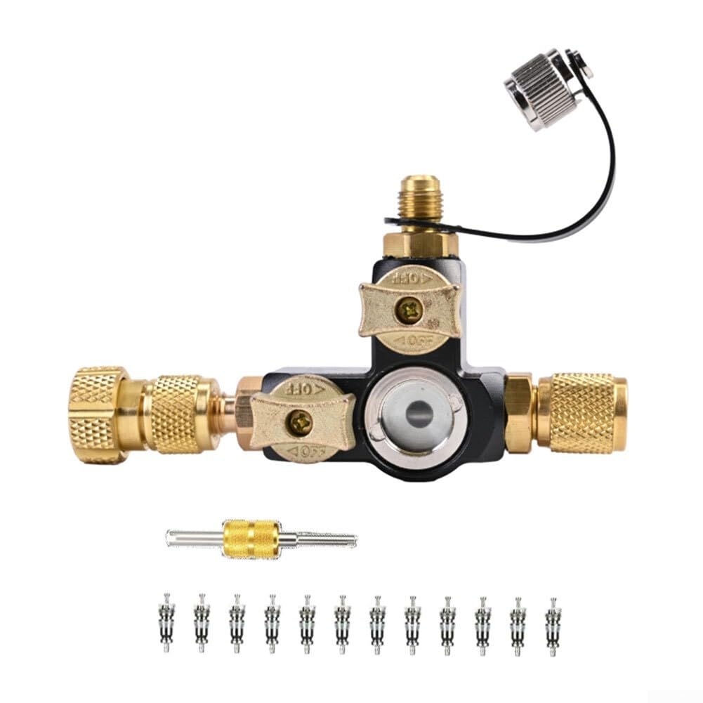 Kit de herramientas de extracción de núcleo de válvula, vidrio de visión para HVAC pulgadas, removedor de doble cabeza para sistemas MINI divididos, latón acero inoxidable, servicio 1/4 AC