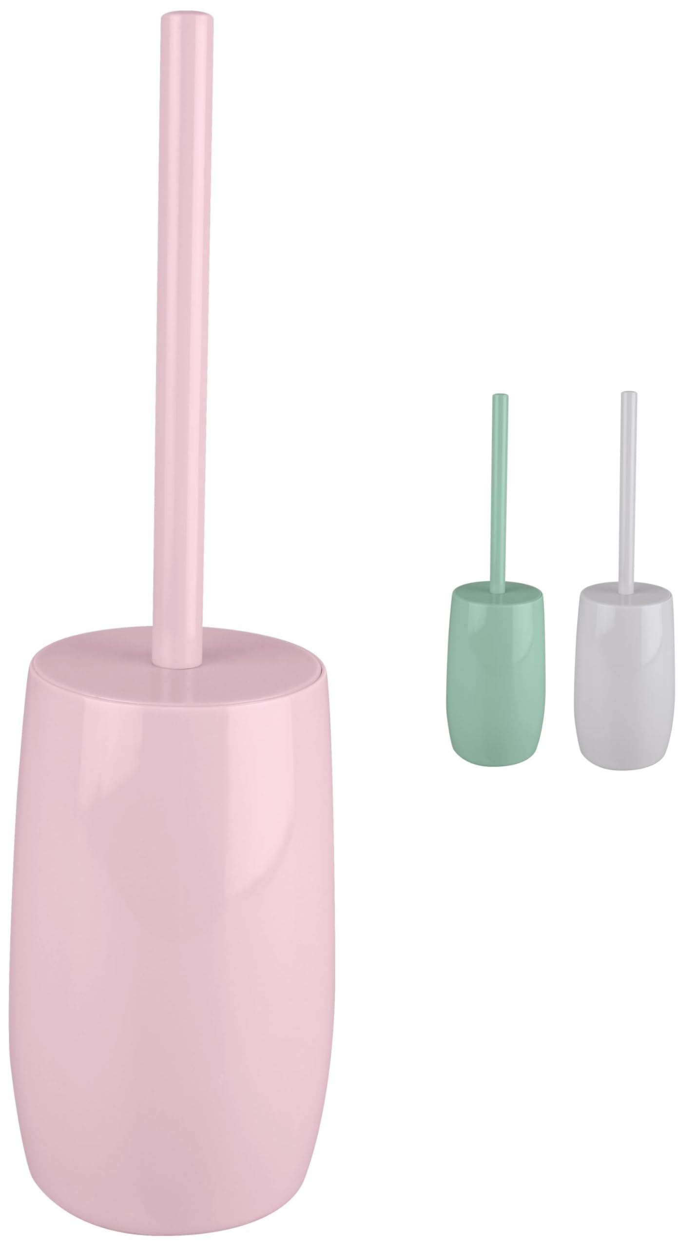 KW Luxury Plastic Toilet Brush and Holder (Enclosed Light Pink)