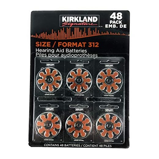 Kirkland Signature 1.45 Volt Mercury Free Premium Quality Hearing Aid Batteries, 312 (48-Pack)