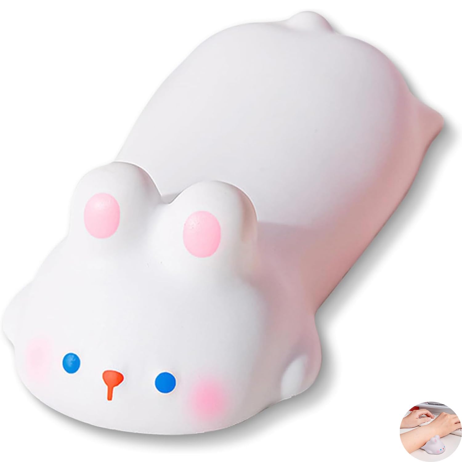 Aputue Cute Wrist Rest, Safe and Comfortable Mini Cute Ergonomic Cartoon Mousepad, Slow Rising PU Mouse Pad, Memory Foam Design Animal Shape Wrist Support for Office Computer Laptop (White)