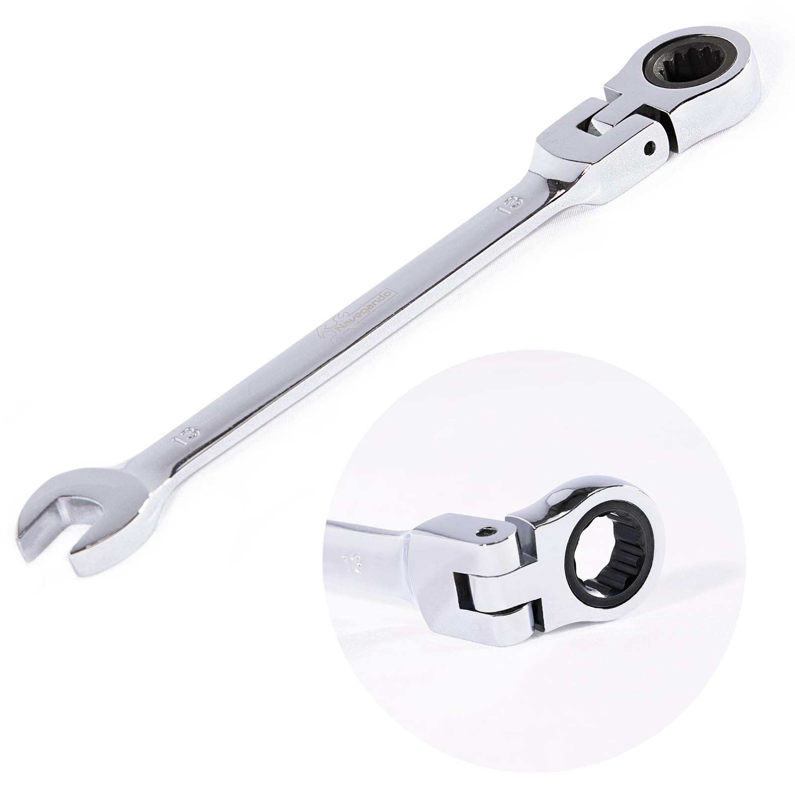 Navegando Ratchet Spanner 13mm Flexible Head Gear Ratcheting Wrench with 180 Degree Adjustable Joint,Durable Wrench Tool