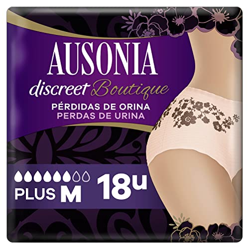 Ausonia Discreet Boutique Pants Compresas Incontinencia Mujer, 18 Unidades, Braguitas para Pérdidas de Orina - Talla M, Salmón