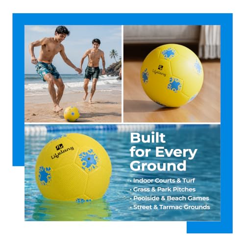 Image of Lifelong Football Lightweight PVC Ball for Kids & Adults, Ideal for Beach, Pool, Indoor & Outdoor Play, Soft Training Football for All Age - Size 5 (Age 13+ Years, Yellow)
