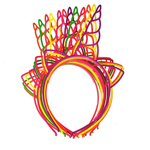 JiaHan Pack de 12 Plástico Unicornio Las Vendas Hairbands para Chicas Adolescentes Los niños pequeños Fiesta Infantil (Brillante en Color)