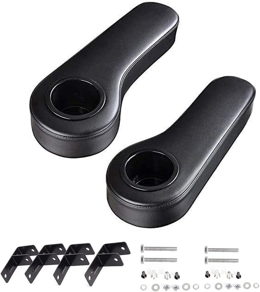 Dr.Acces Golf Cart Rear Seat Arm Rests with Cup Holder, Universal Arm Rest Fits on EZGO, Club Car, Yamaha Golf cart with Rear seat