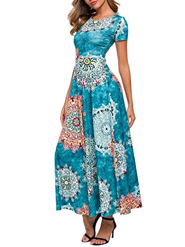 Image of ZABERRY Women's 2024 Short Sleeve Round Neck Casual Summer Flowy Maxi Spring Dresses with Pockets