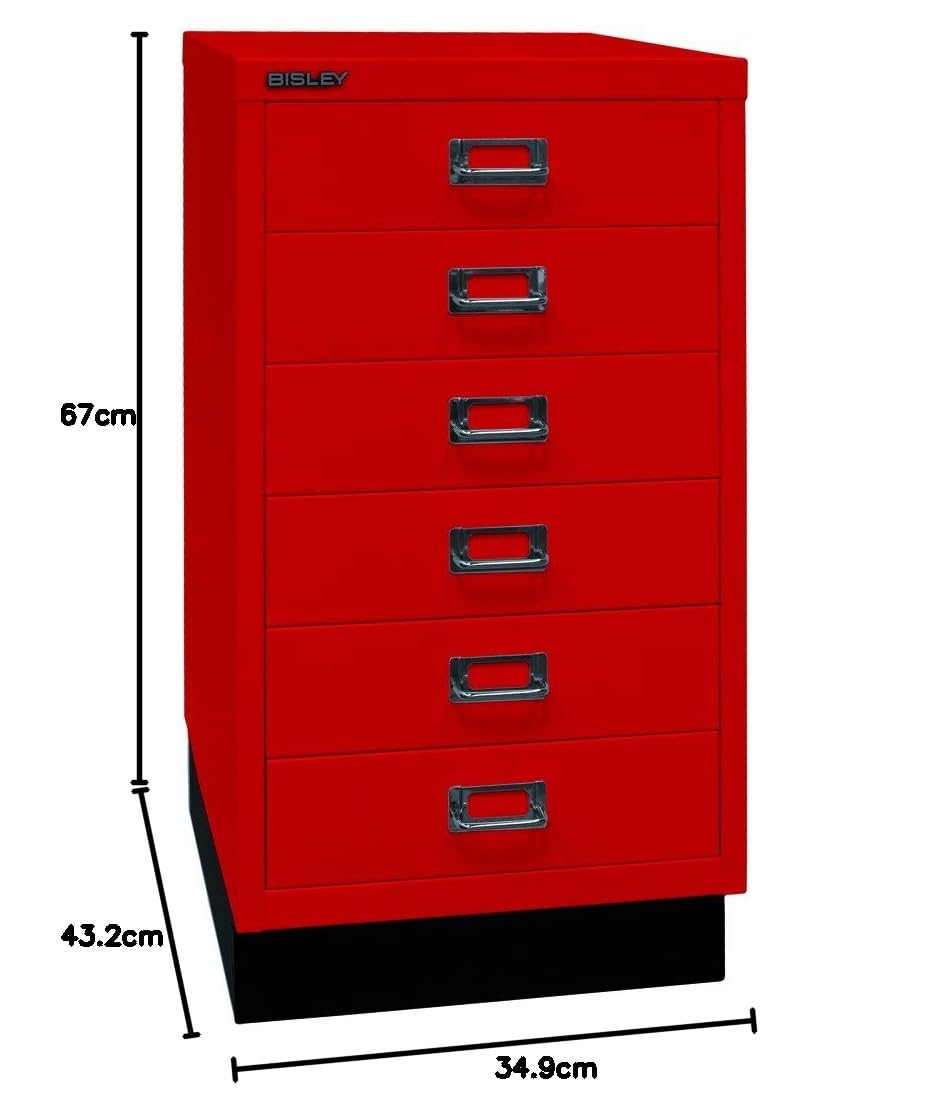 BISLEY | Serie 39 MultiDrawer™ | con zócalo | DIN A3 | 6 cajones | Rojo Cardenal | Negro.