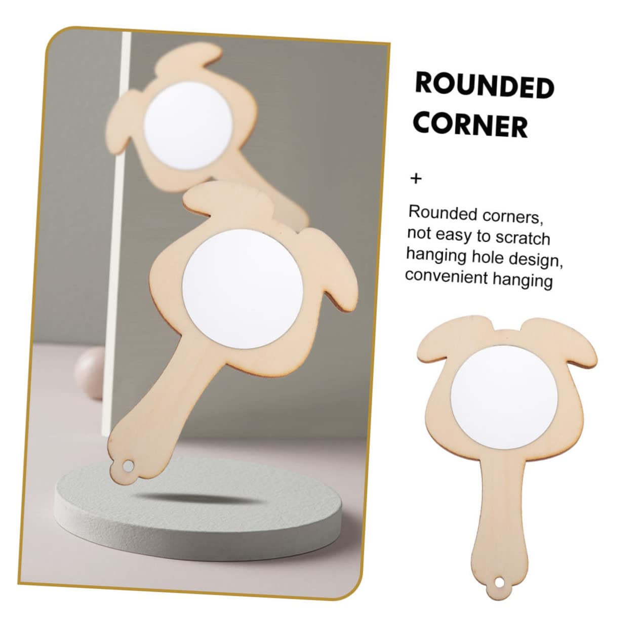 Toddmomy Boys and Girls Mirror Toys Pcs Handheld Wood Mirrors Unfinished for Craft Fun