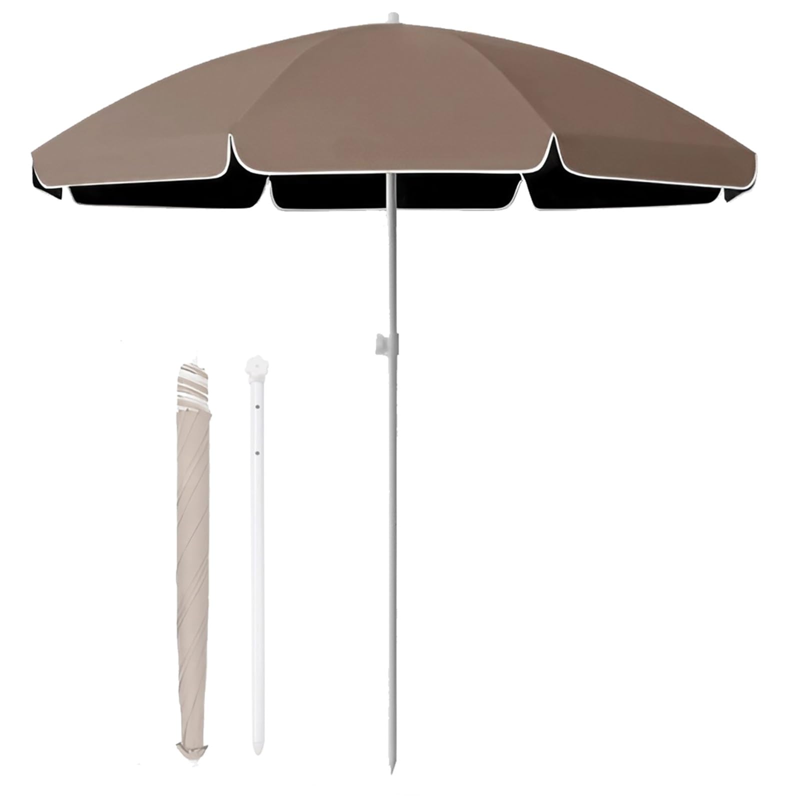 Ombrellone da giardino UV50+, ombrellone portatile da spiaggia per esterni, parasole rotondo da tavolo per cortile, giardino e piscina (grigio, 180 cm)