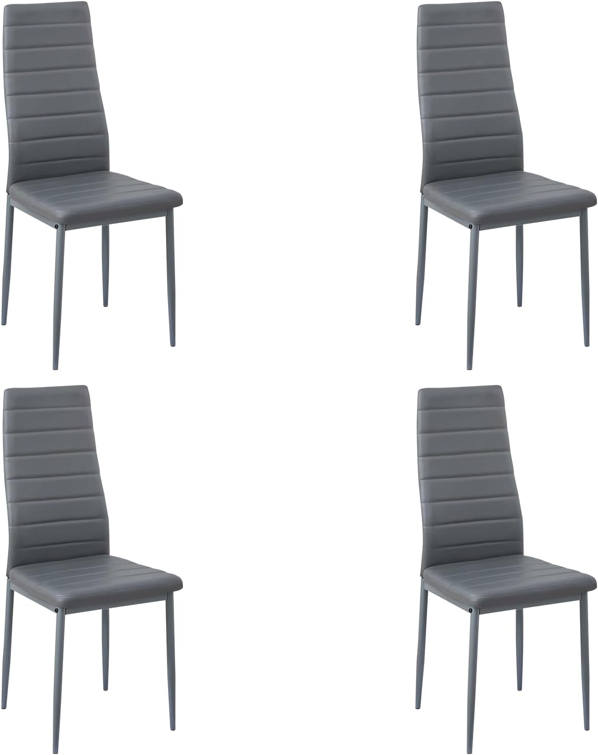 H.J WeDoo Dining Chairs Set Of 4 High Back, Grey Padded Kitchen Chairs