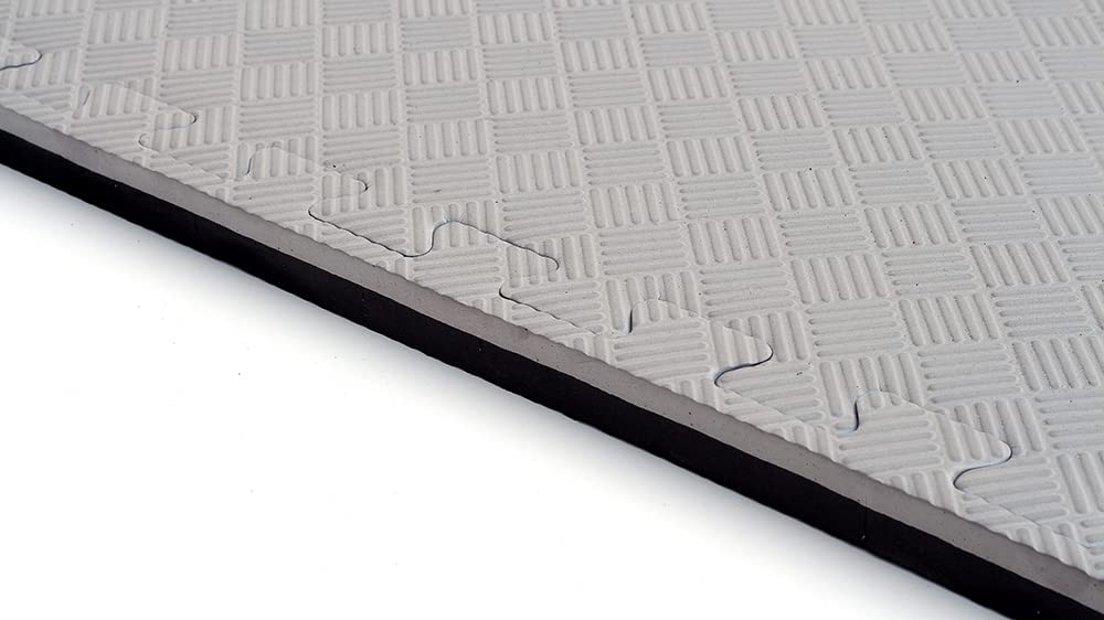 MUGAR- Suelo Tatami Puzzle para centros deportivos y de rehabilitación. 1x1 metros. Gris y Negro