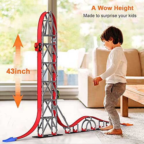 image for POLARDOR Magnetic Race Car Track Set for Boys Kids 6+ Years Old, 440 P
