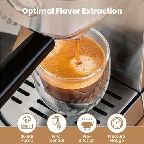 Gevi Espresso Machine 20 Bar with Auto Milk Frother, Professional Expresso Coffee Machines for Home, Compact Cappuccino & Latte Machine, Stainless Steel, Gift for Coffee Lover, Home Baristas - Image 4